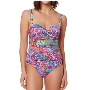 Bluerod Beattie Multicolor Bohemian Paradise Purple‎ Swimsuit. Size 12